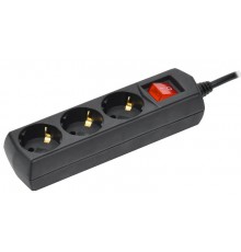 Удлинитель У03В 3 места с/з 3м 3х1мм2 10А 250В чер.  WYP10-10-03-03-ZK-K02-G  GENERICA