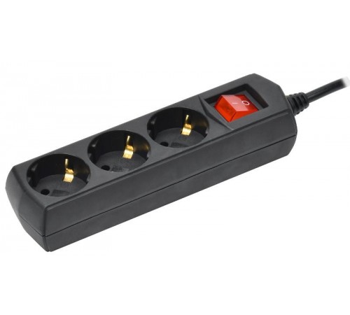 Удлинитель У03В 3 места с/з 3м 3х1мм2 10А 250В чер.  WYP10-10-03-03-ZK-K02-G  GENERICA