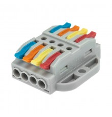 Клемма СМК 222-424P проходная 4 полюса, с монтажной площадкой (0,08-4 мм), серая (блистер 5 шт./уп.)  07-6264-5  REXANT