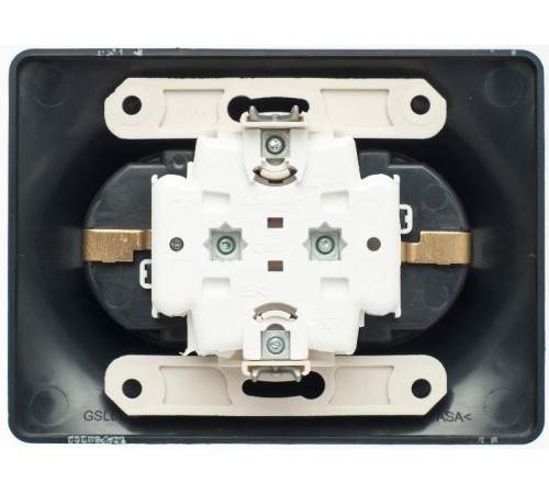 Glossa Антрацит Розетка 2-ая с заземлением со шторками, 16А (в сборе)  GSL000726  SE