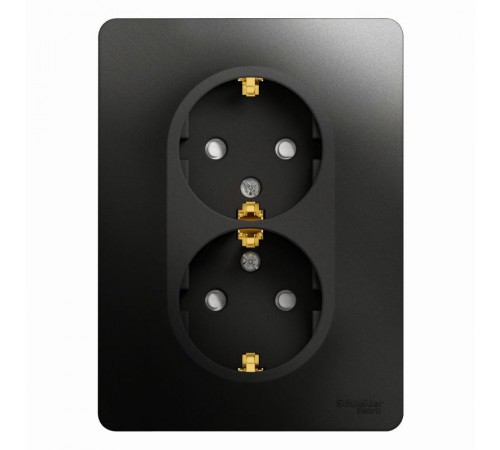 Glossa Антрацит Розетка 2-ая с заземлением со шторками, 16А (в сборе)  GSL000726  SE