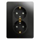 Glossa Антрацит Розетка 2-ая с заземлением со шторками, 16А (в сборе)  GSL000726  SE