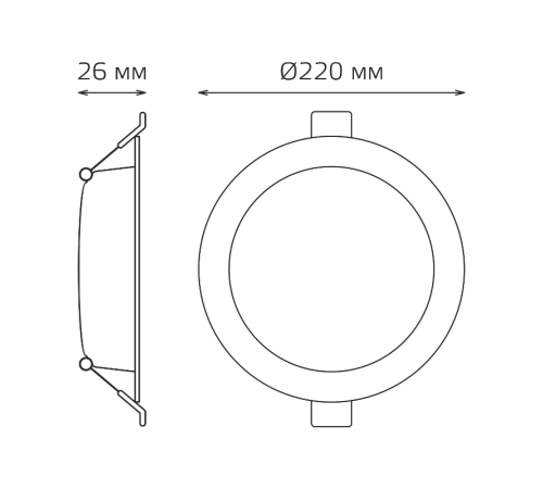 Светильник  Basic Downlight круг 24W 2100m 4000K 170-260V IP20 225*26 белый LED 1/40  9030520224  Gauss