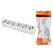 Колодка розеточная 6 гнезд 2П+З 16А 250В белая   SQ1806-0039  TDM