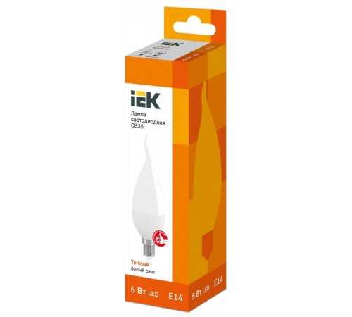 Лампа светодиодная LED 5Вт Е14 220В 3000К CB35 свеча на ветру  LLE-CB35-5-230-30-E14  IEK