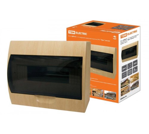 Бокс пластиковый навесной ЩРН-П-12 модулей  IP41 "Эко" (сосна)   SQ0901-0016  TDM