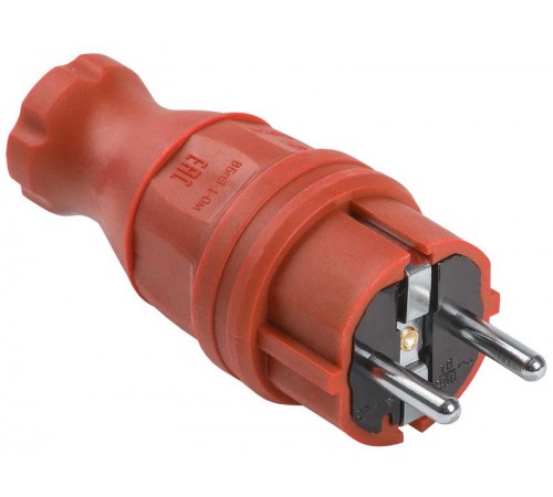 Вилка прямая каучук ОМЕГА IP44 красная ВБп3-1-0м  PKR01-016-2-K04  IEK