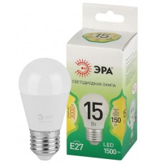 Лампа светодиодная  GREEN LINE LED P45-15W-830-E27 GL E27 15 Вт шар теплый свет  Б0067038  ЭРА