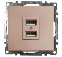 Розетка 2-местная USB (механизм), 250В, 2,4А, серия Катрин, GLS10-7115-02, шампань  39602  STEKKER
