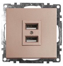 Розетка 2-местная USB (механизм), 250В, 2,4А, серия Катрин, GLS10-7115-02, шампань  39602  STEKKER