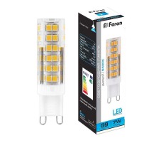 Лампа светодиодная LB-433 (7W) 230V G9 6400K 16x60mm  25768  FERON