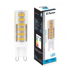 Лампа светодиодная LB-433 (7W) 230V G9 6400K 16x60mm  25768  FERON