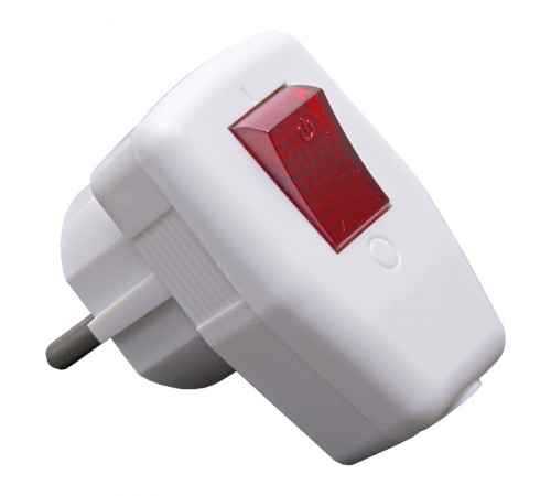 PPG16-43-202 Вилка угловая с выключателем с/з, 250В, 16A, белый  39004  STEKKER