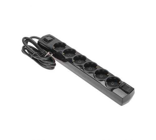 Удлинитель PREMIUM 6 гнезд, 1,5м, 3х1,5мм, с/з, с выключателем, черный  13-4118  REXANT