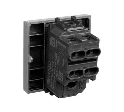 Выключатель двухполюсный одноклавишный модульный "Avanti", "Закаленная сталь", 2 модуля  4404222  DKC