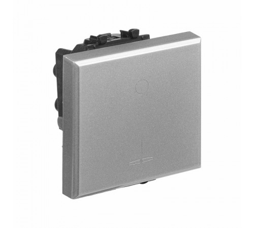 Выключатель двухполюсный одноклавишный модульный "Avanti", "Закаленная сталь", 2 модуля  4404222  DKC