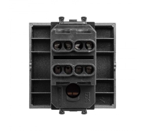 Выключатель двухполюсный одноклавишный модульный "Avanti", "Закаленная сталь", 2 модуля  4404222  DKC