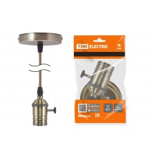 Патрон Е27 с выключателем с подвесом 1 м, металлический "Лофт", бронза  SQ0335-0074  TDM