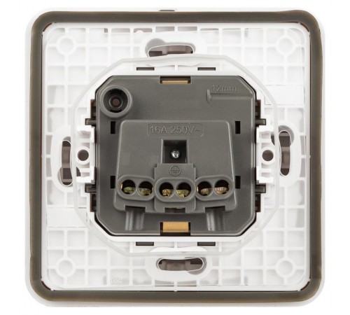 Розетка ЭРА Эксперт 11252101 с заземлением IP55, 16A, 250В, СУ, Белый  Б0063259  ЭРА