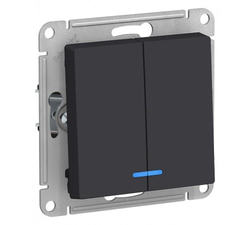 AtlasDesign Карбон Выключатель 2-клавишный с подсветкой, сх.5а, 10АХ, механизм  ATN001053  SE