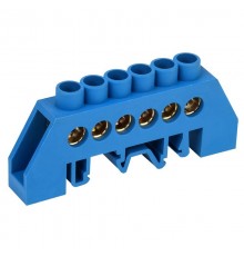 Шина "N" нулевая в комбинированном синем изоляторе на DIN-рейку 8x12 мм 6 групп  11-2312  REXANT