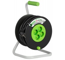 Удлинитель силовой ЭРА GREEN LINE KAT-3x1.5-30m Greenline на катушке пластик 4 розетки с заземлением 30м ПВС 3x1.5мм2   Б0065110  ЭРА