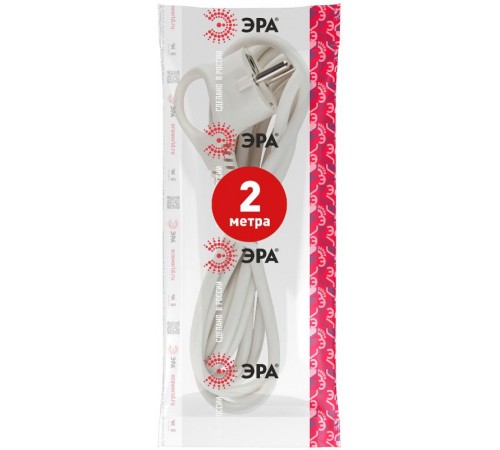U-3x1,5-2m-W Шнур питания с вилкой с/з ПВС 3x1,5 2м белый  Б0048706  ЭРА