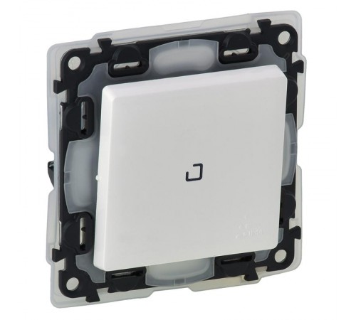 Valena LIFE Белый IP44 Выключатель 1-клавишный с подсветкой 10АХ 250В (с лицевой панелью)  752161  Legrand