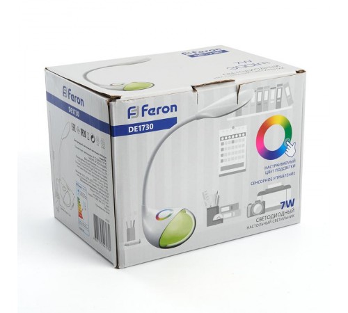 Светильник настольный 7W, 6000-6500K, 100-240V, белый, DE1730  41553  FERON