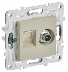 SKANDY Розетка двойная TV+RJ45 кат.5E SK-A14B бежевый  SK-AK20-1-K10  IEK