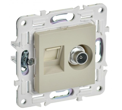 SKANDY Розетка двойная TV+RJ45 кат.6E SK-A15B бежевый  SK-AK20-2-K10  IEK