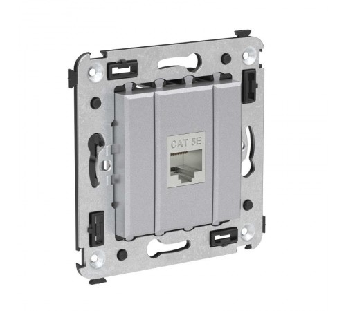 Компьютерная розетка RJ-45 без шторки в стену, кат.5e одинарная экранированная, "Avanti", "Закаленная сталь"  4404763  DKC
