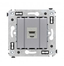 Компьютерная розетка RJ-45 без шторки в стену, кат.5e одинарная экранированная, "Avanti", "Закаленная сталь"  4404763  DKC