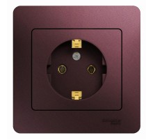 Glossa Баклажановый Розетка с заземлением (в сборе)  GSL001142  SE