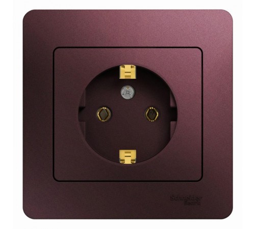 Glossa Баклажановый Розетка с заземлением (в сборе)  GSL001142  SE