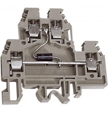 DAS.4/D12, 2х уровневый проходной зажим бежевый 4 кв.мм с диодом между уровнями 12 В  ZDSD012  DKC