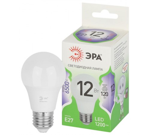 Лампа светодиодная  GREEN LINE LED A60-12W-865-E27 GL E27 12 Вт груша холодный свет  Б0067129  ЭРА