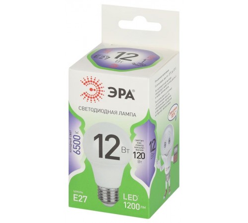 Лампа светодиодная  GREEN LINE LED A60-12W-865-E27 GL E27 12 Вт груша холодный свет  Б0067129  ЭРА