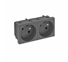 Розетка двойная 33° франц. стандарт, 250 В, 16A (черный) (STD-F3 SWGR2)  6120250  OBO Bettermann