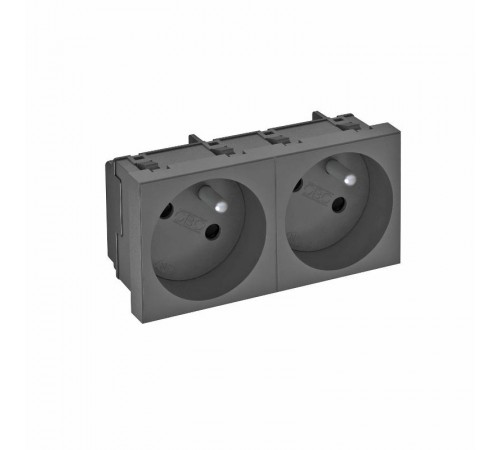 Розетка двойная 33° франц. стандарт, 250 В, 16A (черный) (STD-F3 SWGR2)  6120250  OBO Bettermann