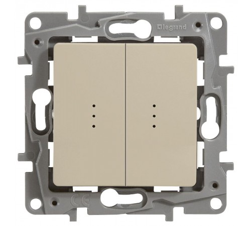 Etika Слоновая кость Переключатель 2-клавишный с подсветкой, 10А, автозажимные клеммы  672316  Legrand