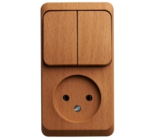 Этюд Бук О/У Блок: Розетка без заземления + Выключатель 2-клавишный  BPA16-205T  SE