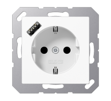Розетка SCHUKO® с USB-зарядным устройством, тип А; термопласт; белый  A1520-18AWW  Jung