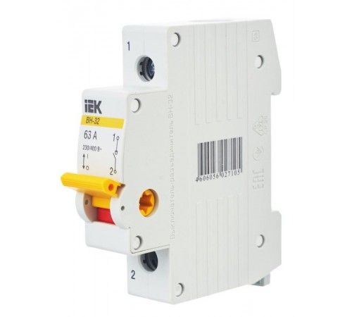 Выключатель нагрузки модульный (мини-рубильник) ВН-32 1Р 63А  MNV10-1-063  IEK