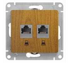 Glossa Дерево Дуб Розетка 2-ая компьютерная RJ45+RJ45, кат.5E  GSL000585KK  SE