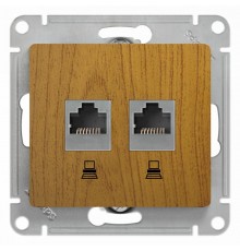 Glossa Дерево Дуб Розетка 2-ая компьютерная RJ45+RJ45, кат.5E  GSL000585KK  SE