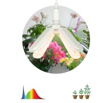 Фитолампа для растений светодиодная  FITO-36W-Rа90-E27-FOLD 4-х лепестковая полного спектра 36 Вт Е27  Б0061430  ЭРА