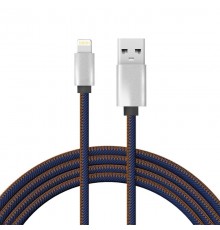 USB кабель для iPhone 5/6/7 моделей, шнур в джинсовой оплетке  18-4248  REXANT