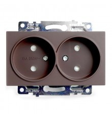 Розетка 2-местная с защитной шторкой (механизм) б/з, 250В, 10А, серия Катрин, GLS10-7113-04, шоколад  49026  STEKKER