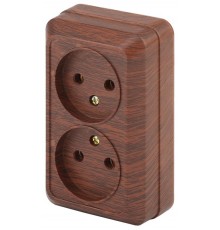 2-203-10 Intro Розетка 2х2P, 16А-250В, IP20, ОУ, Quadro, венге  Б0030125  Intro